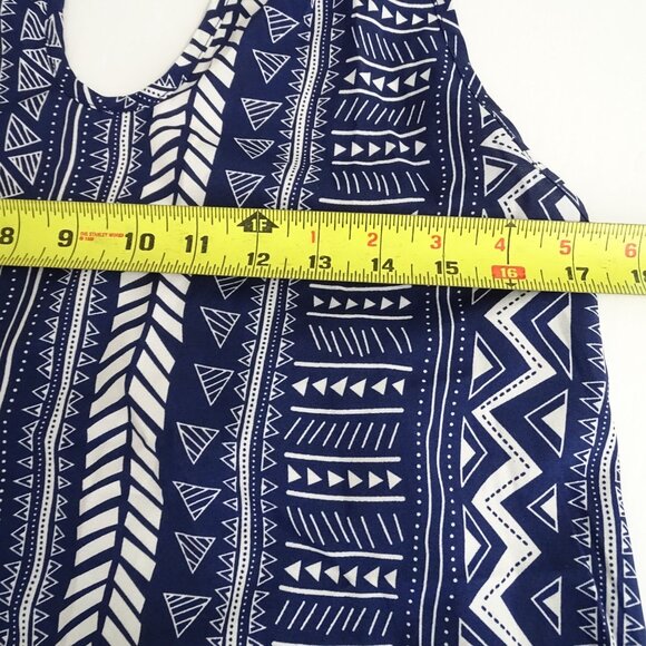 Shein Blue Tribal Print Halter Sleeveless V-neck Top Women Size M US Size 6 - Picture 6 of 8